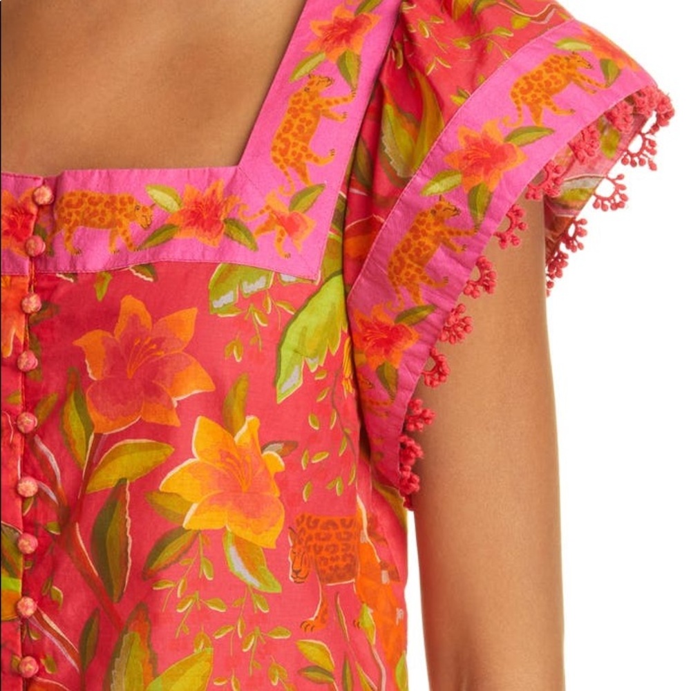 FARM Rio Solar Forest Square Neck Cotton Blouse NWT size medium - Picture 15 of 15